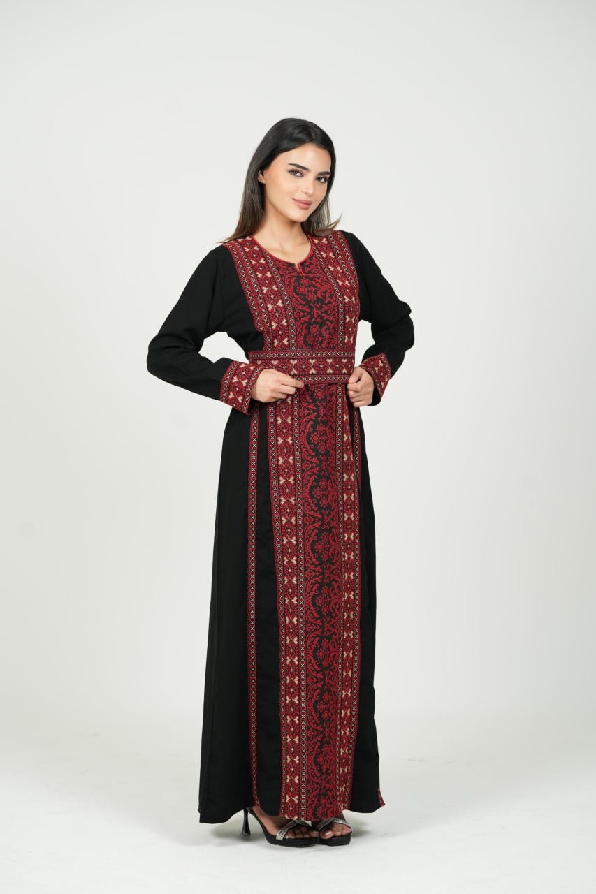 Palestinian Embroidered Jalabiya with Belt
