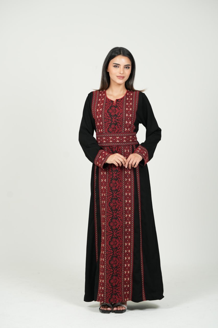 Palestinian Embroidered Jalabiya with Belt