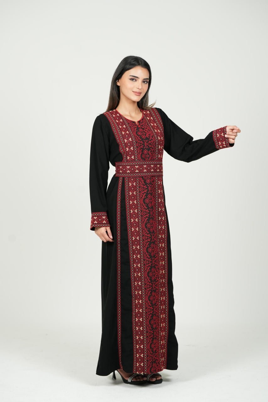 Palestinian Embroidered Jalabiya with Belt