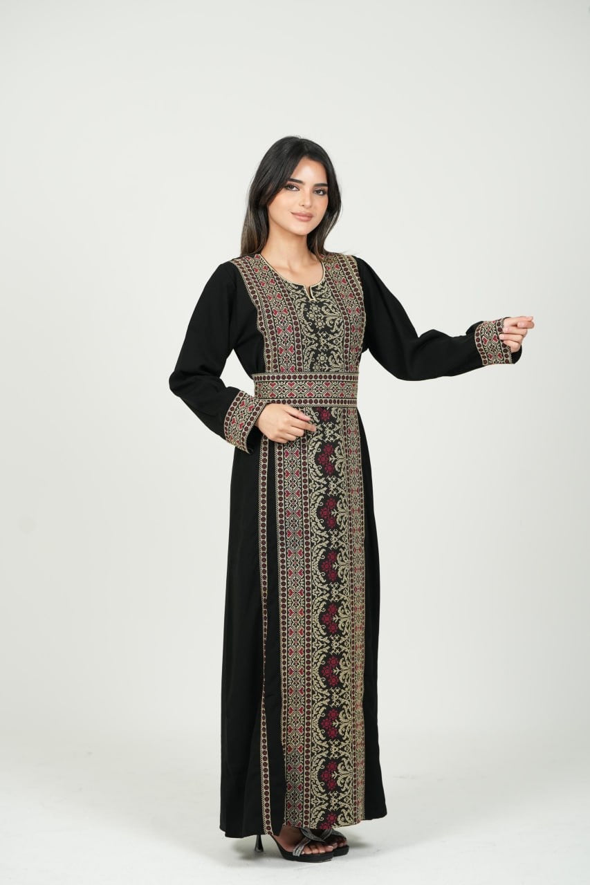 Palestinian Embroidered Jalabiya with Belt