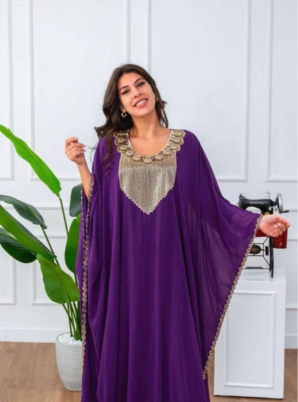 Elegant Kaftan with Golden Embroidery