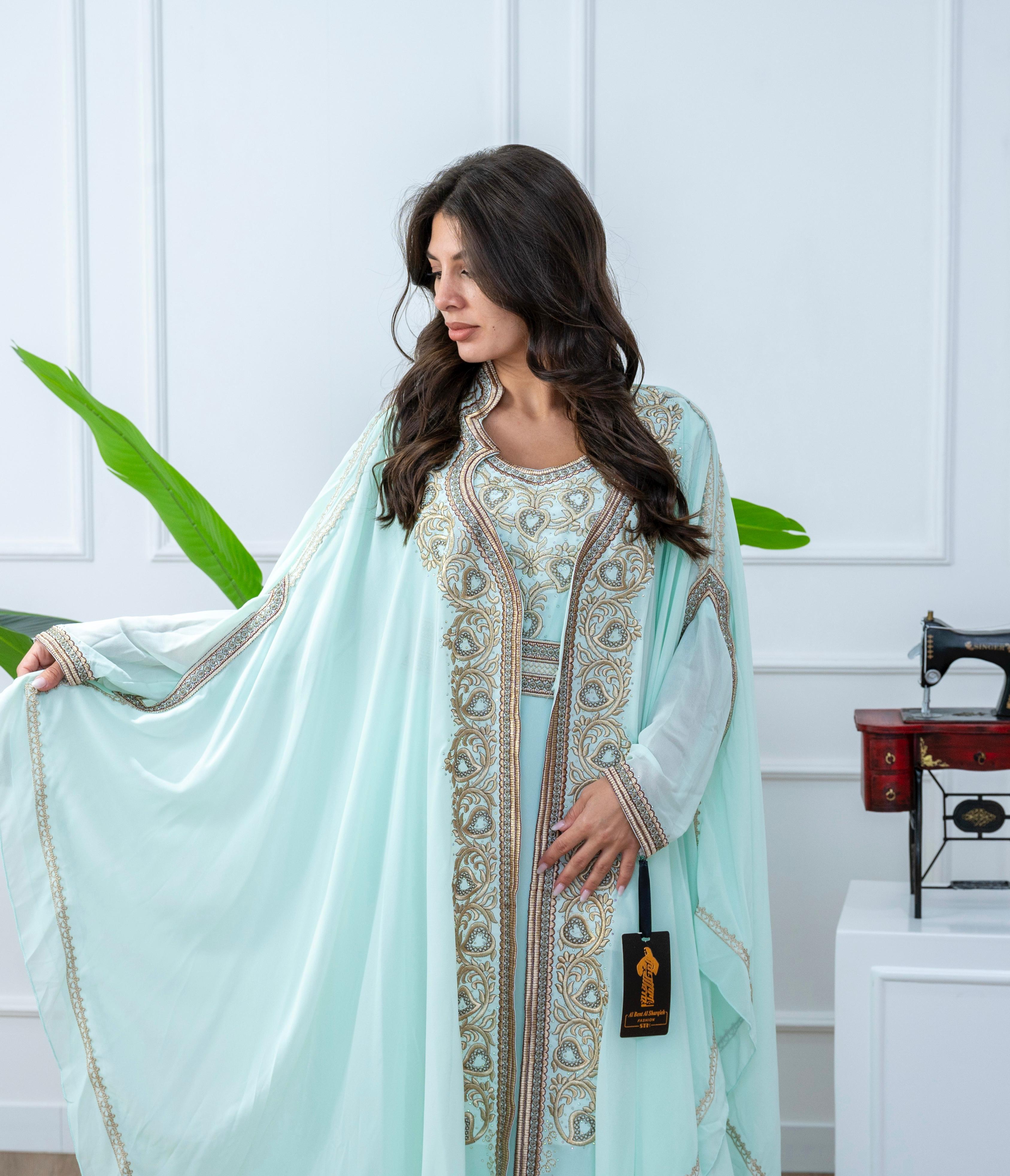 Elegant Kaftan with Golden Embroidery - Belt