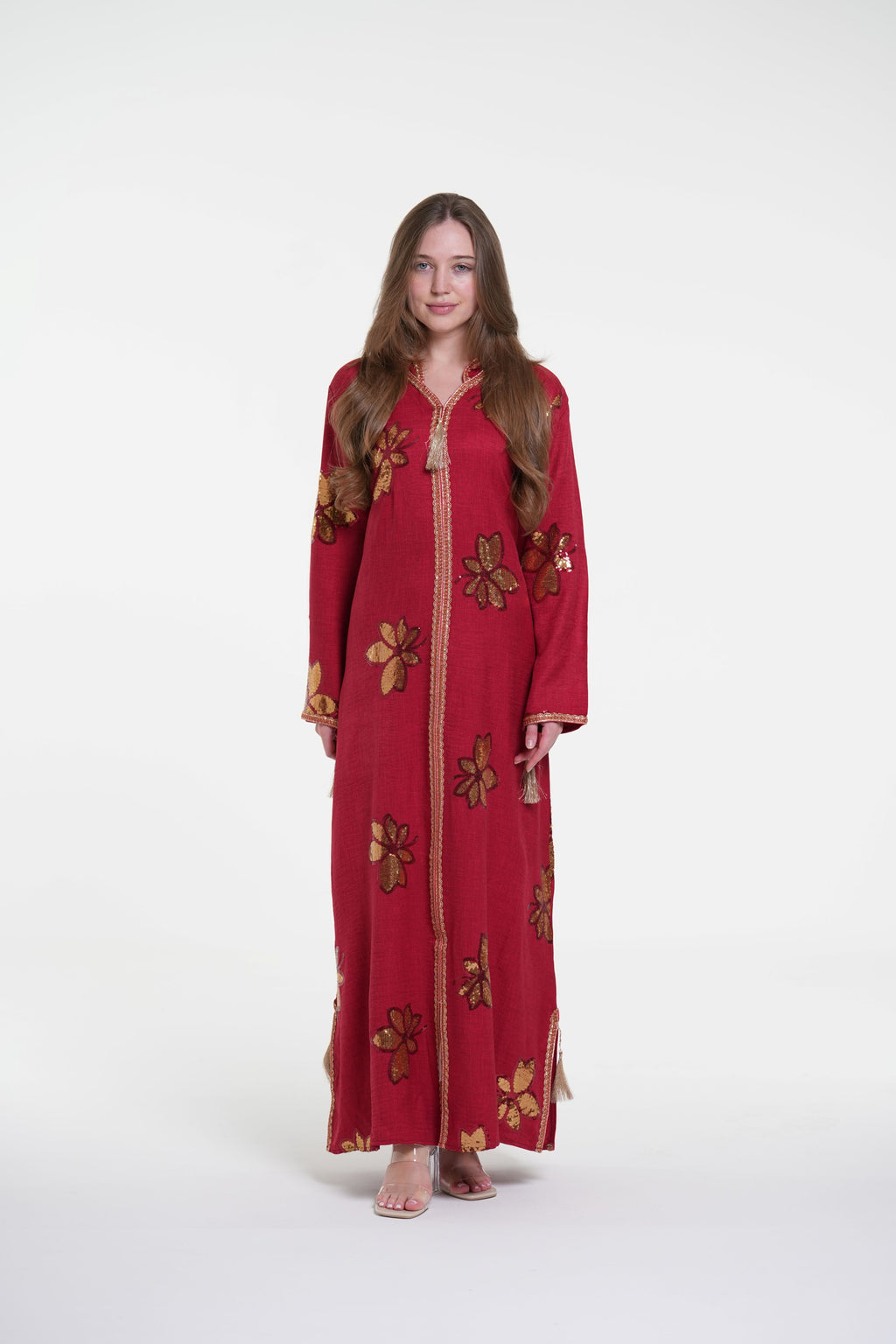 Embroidered Hooded Jalabiya with Gold Accents