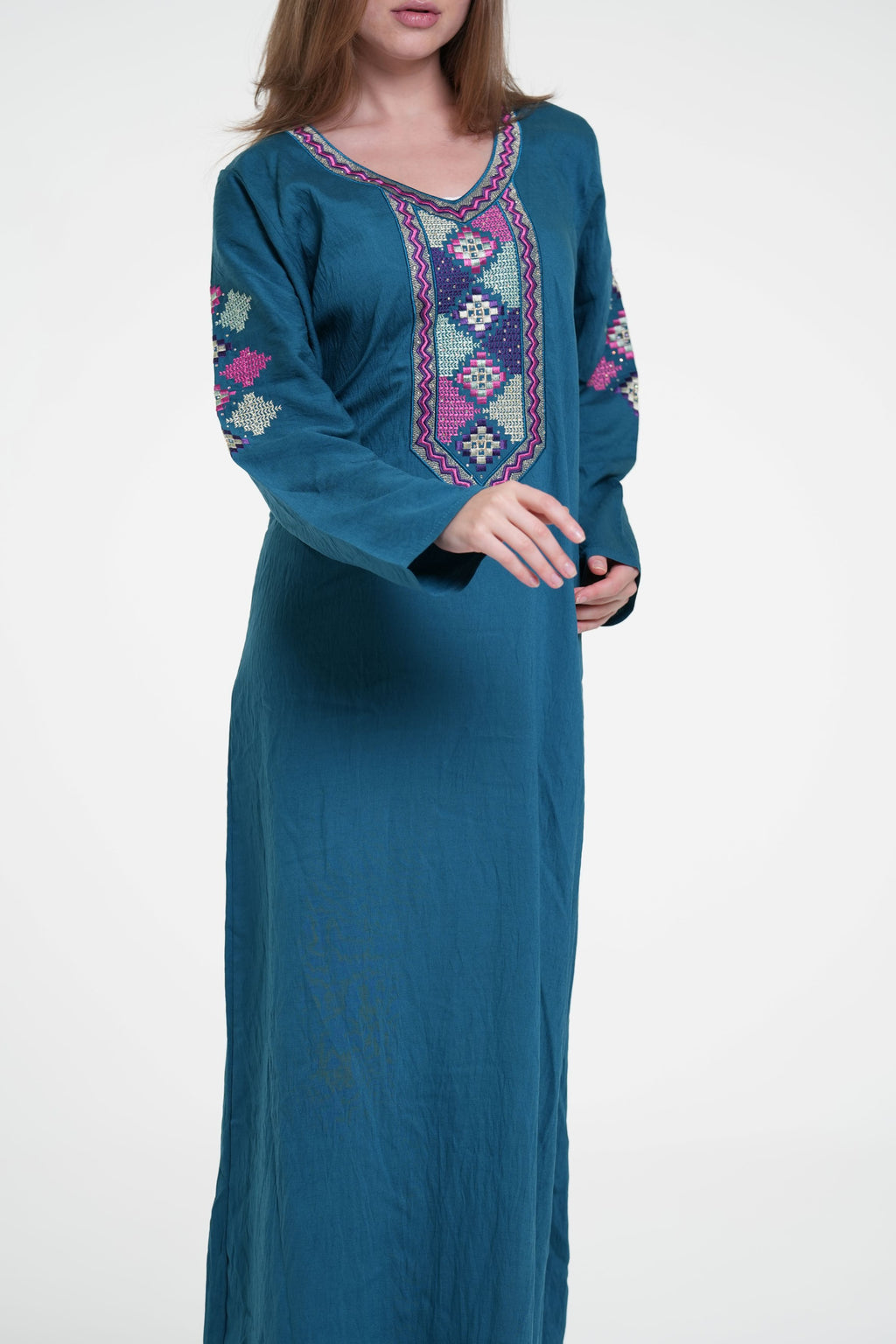 Embroidered Cotton Linen Jalabiya