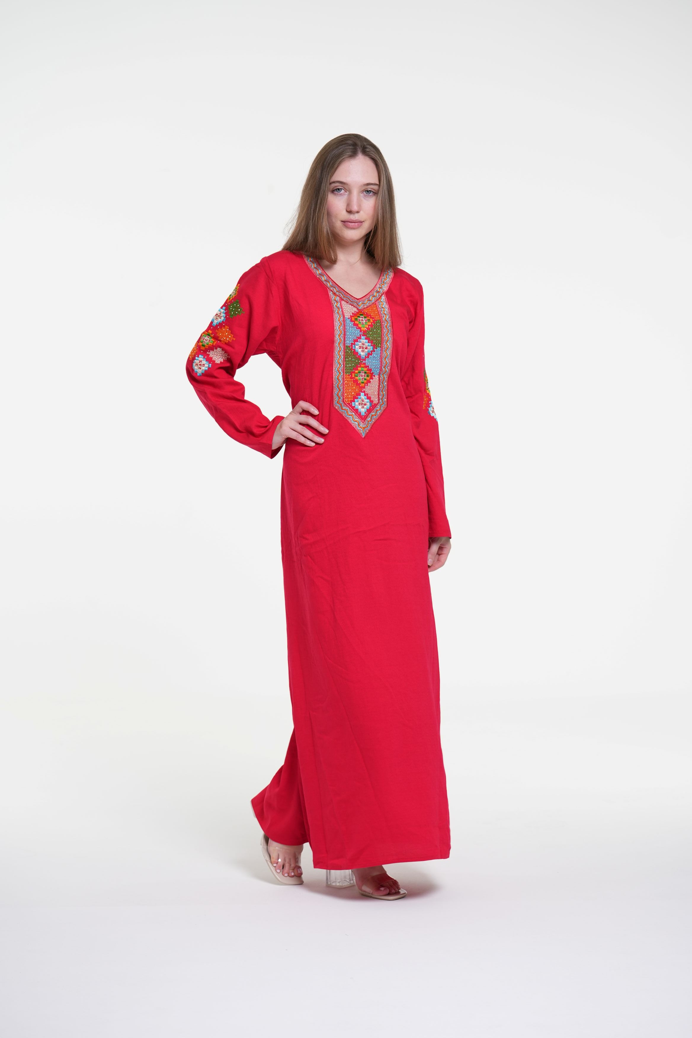 Embroidered Cotton Linen Jalabiya