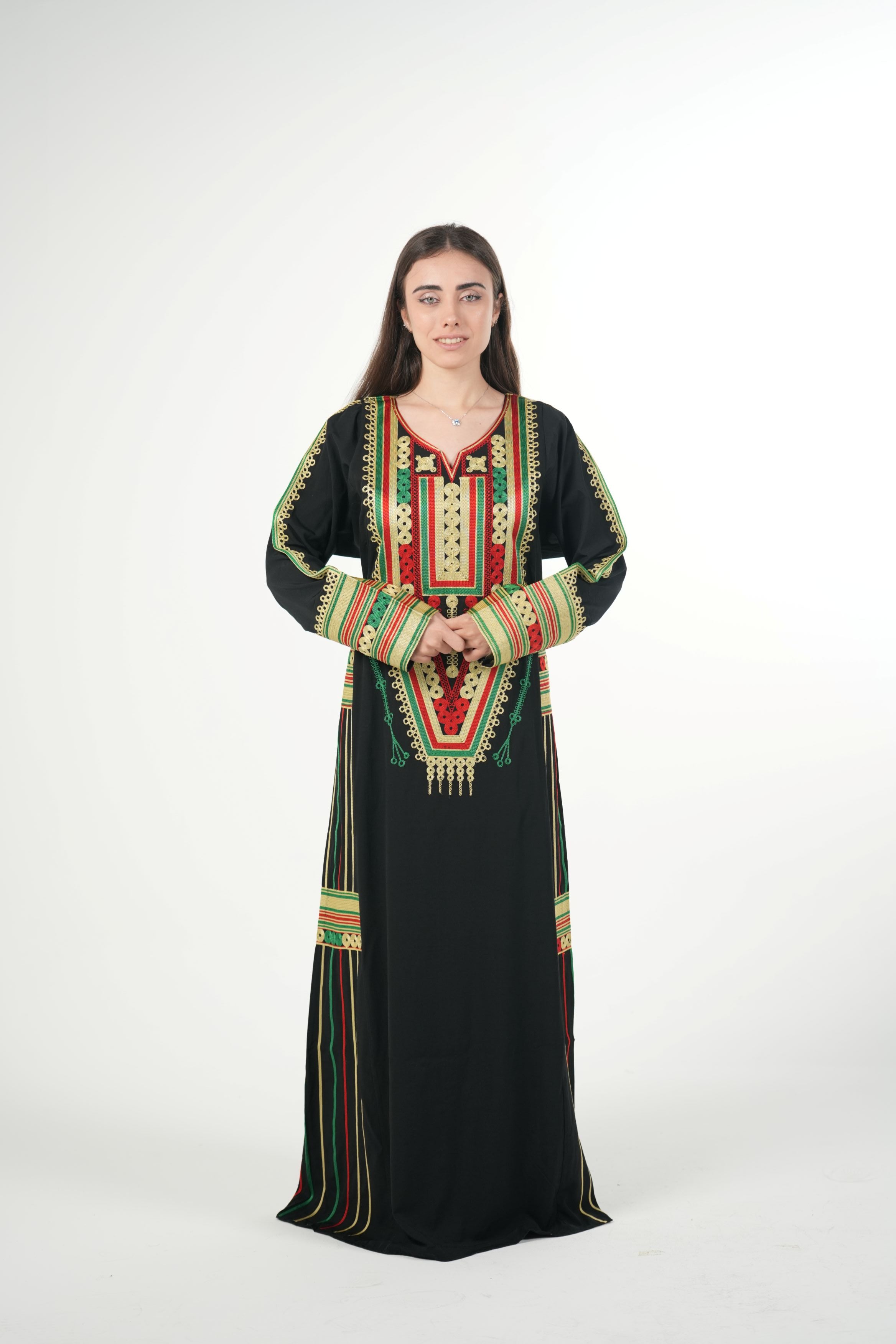 Embroidered Cotton-Linen Jalabiya