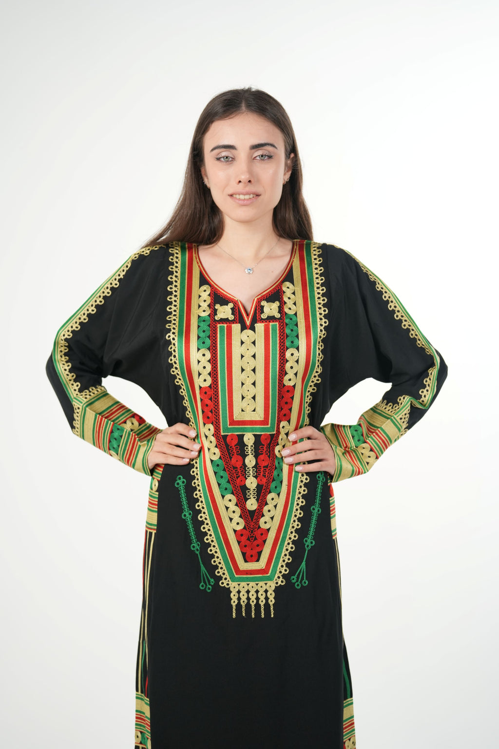 Embroidered Cotton-Linen Jalabiya