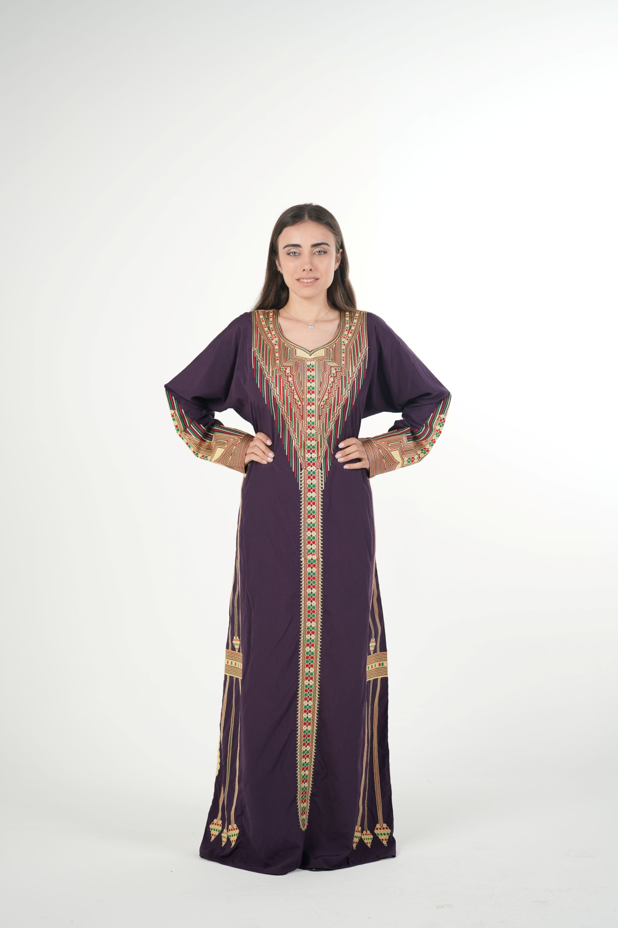 Embroidered Cotton-Linen Jalabiya