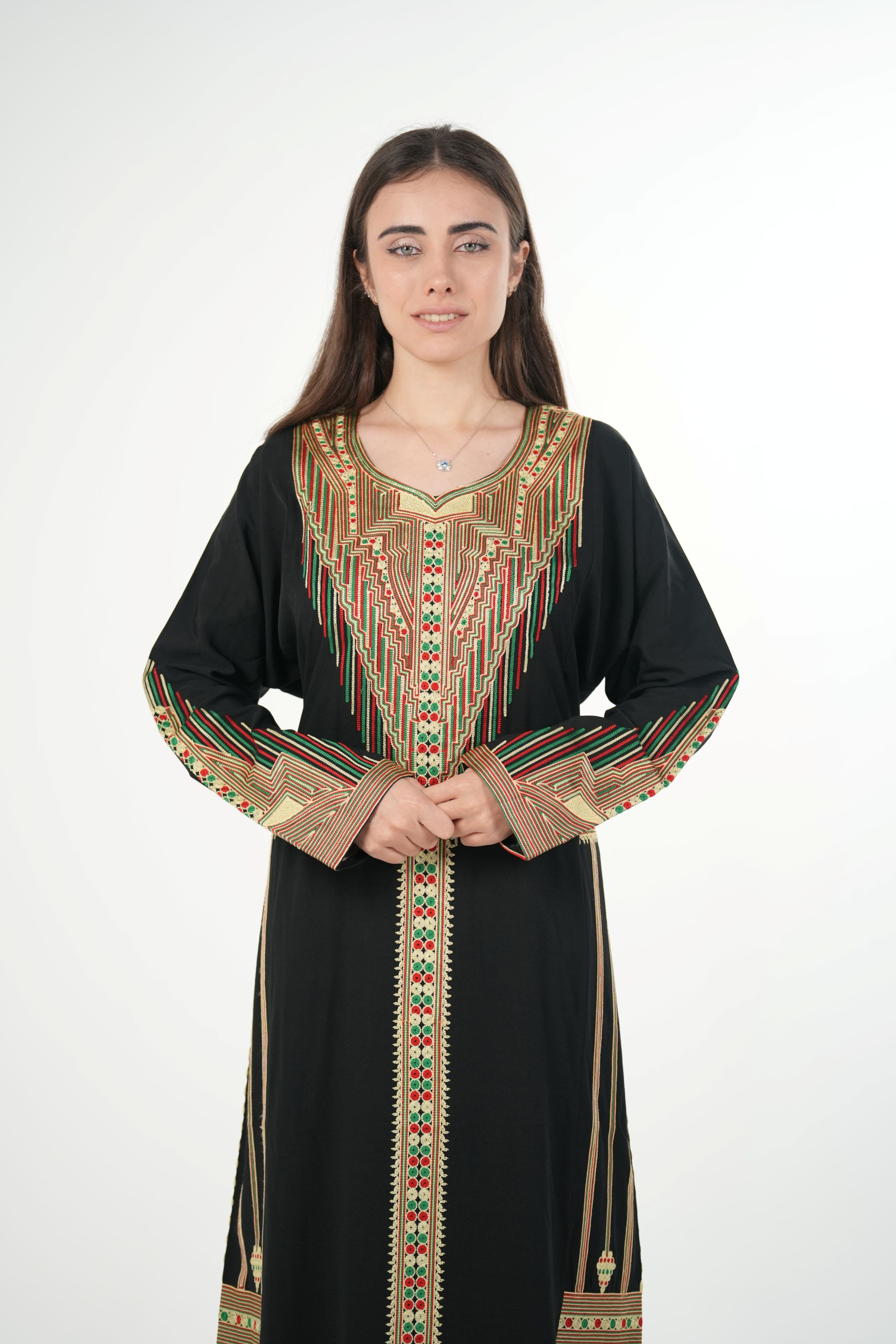 Embroidered Cotton-Linen Jalabiya