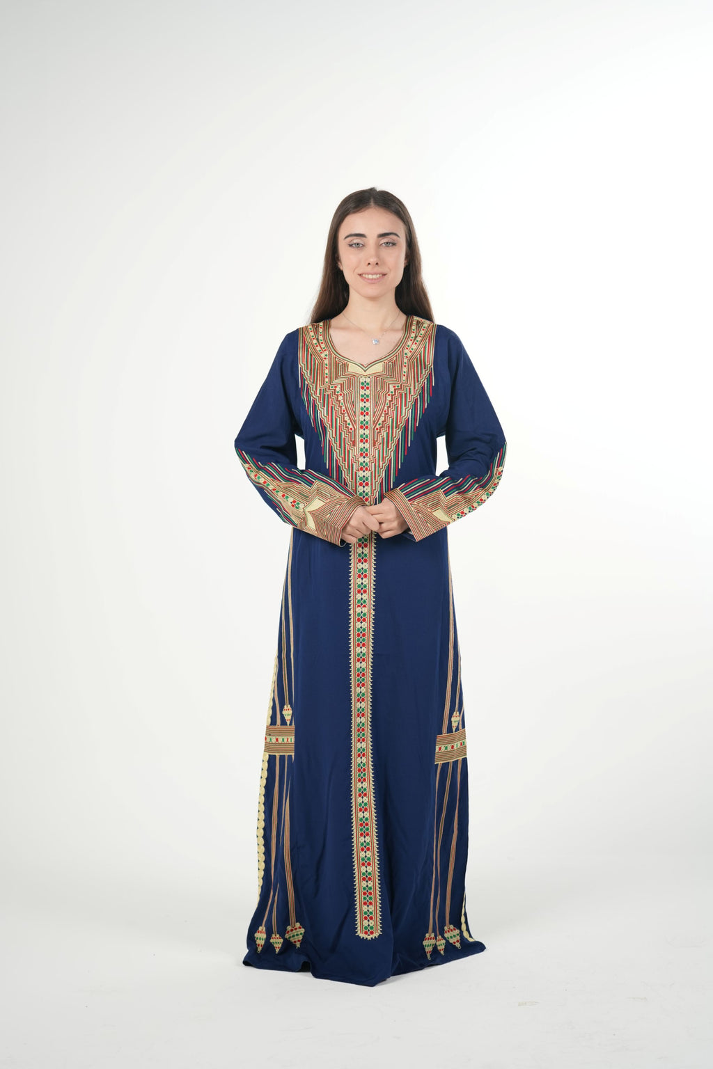 Embroidered Cotton-Linen Jalabiya