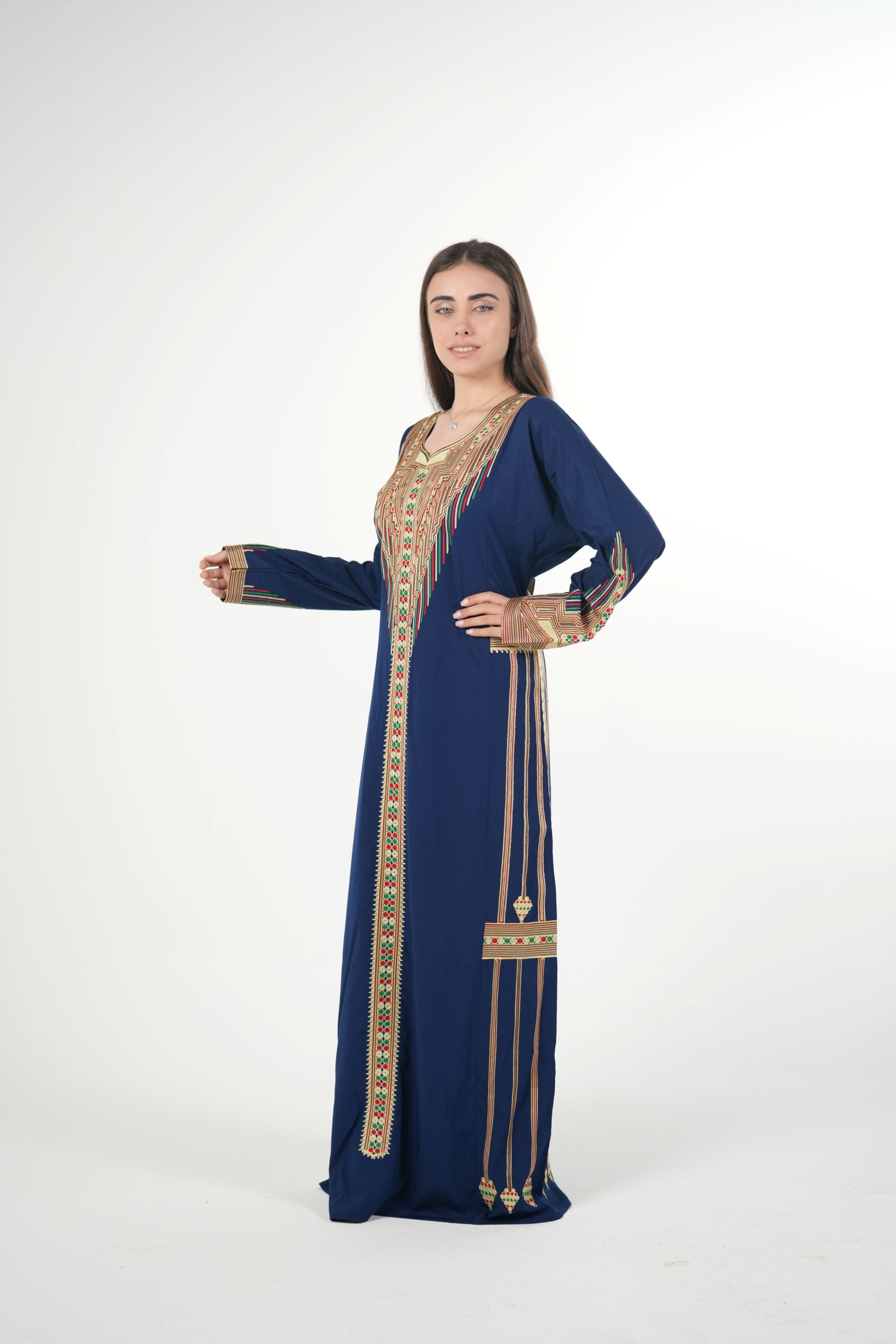 Embroidered Cotton-Linen Jalabiya