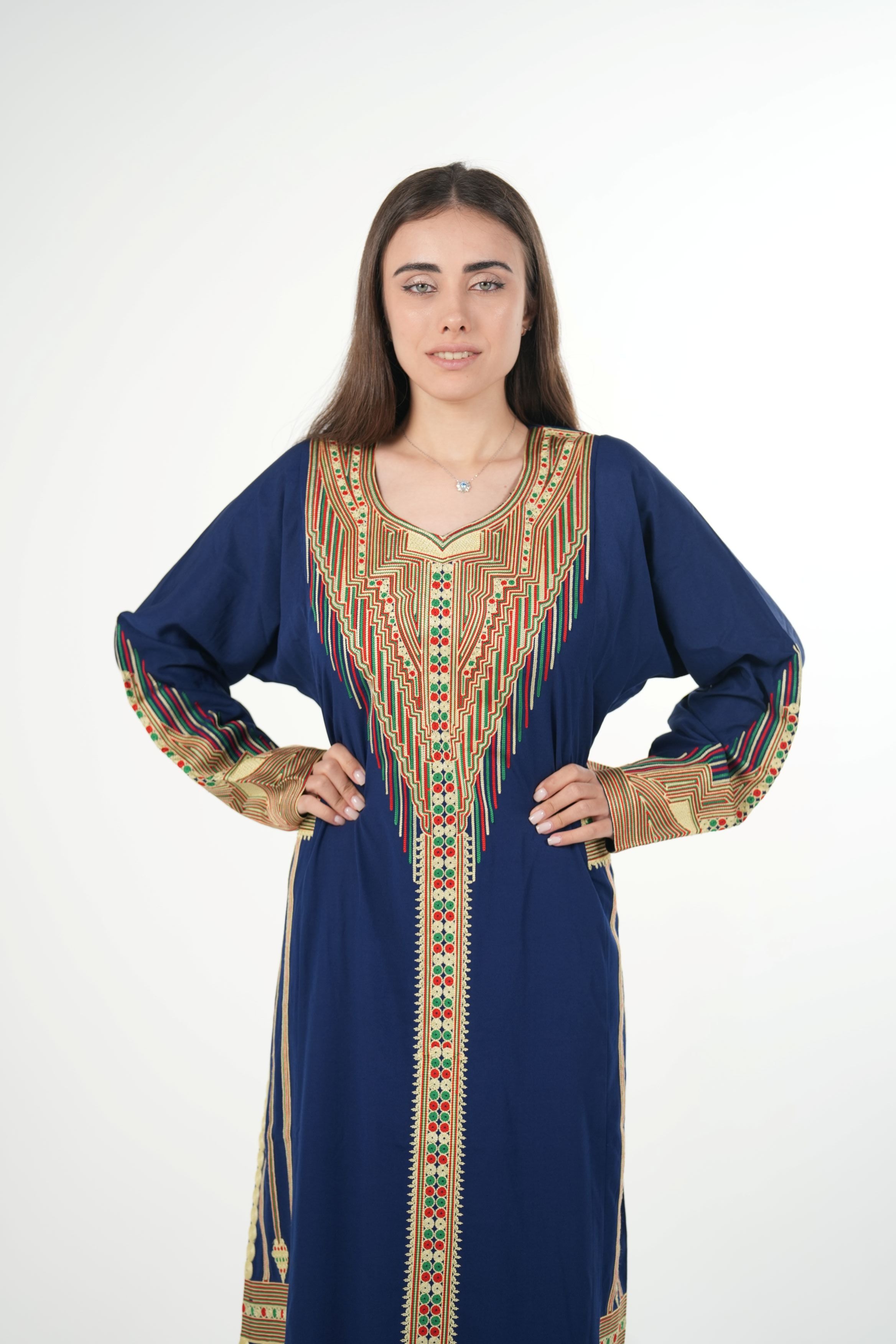 Embroidered Cotton-Linen Jalabiya