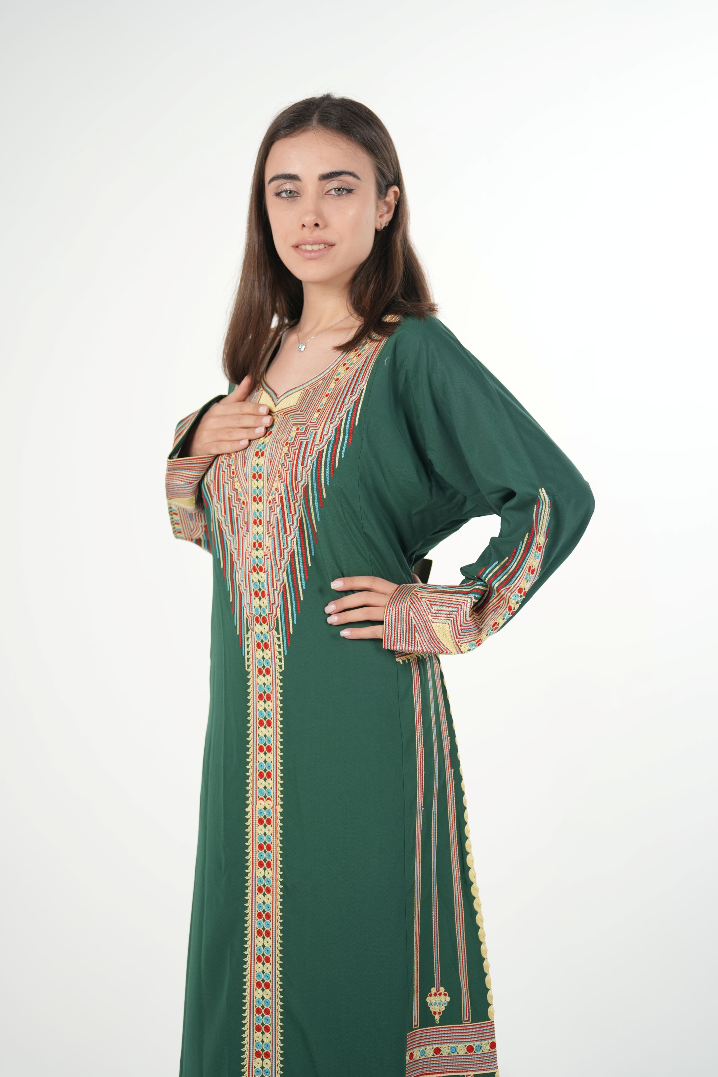 Embroidered Cotton-Linen Jalabiya