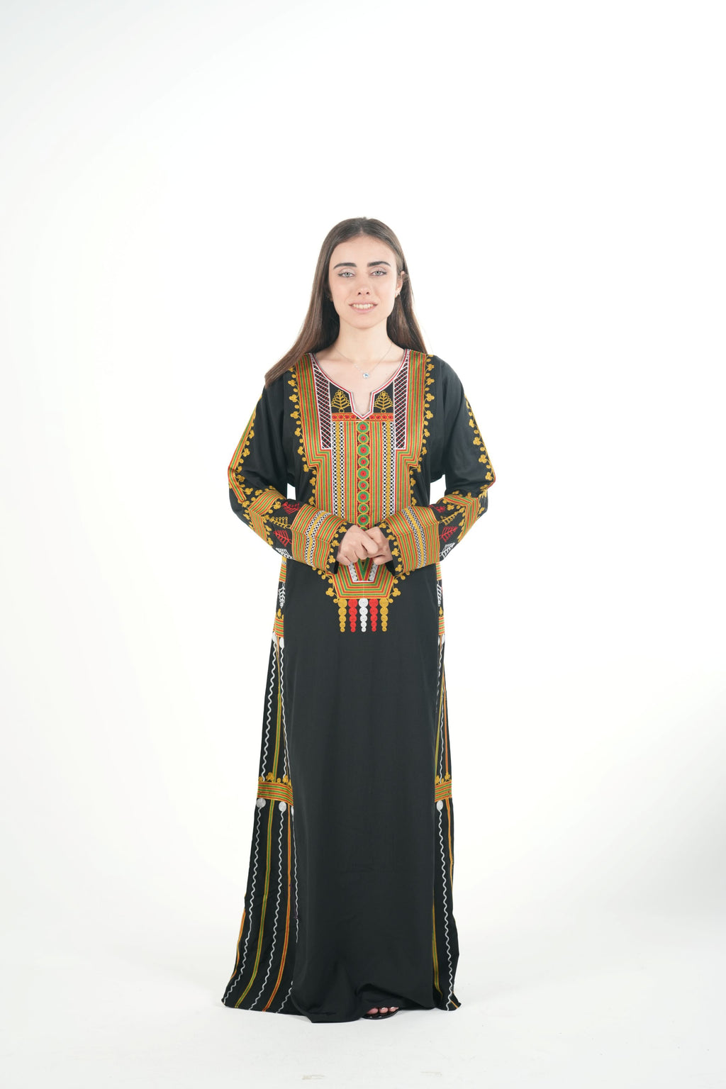 Embroidered Cotton-Linen Jalabiya