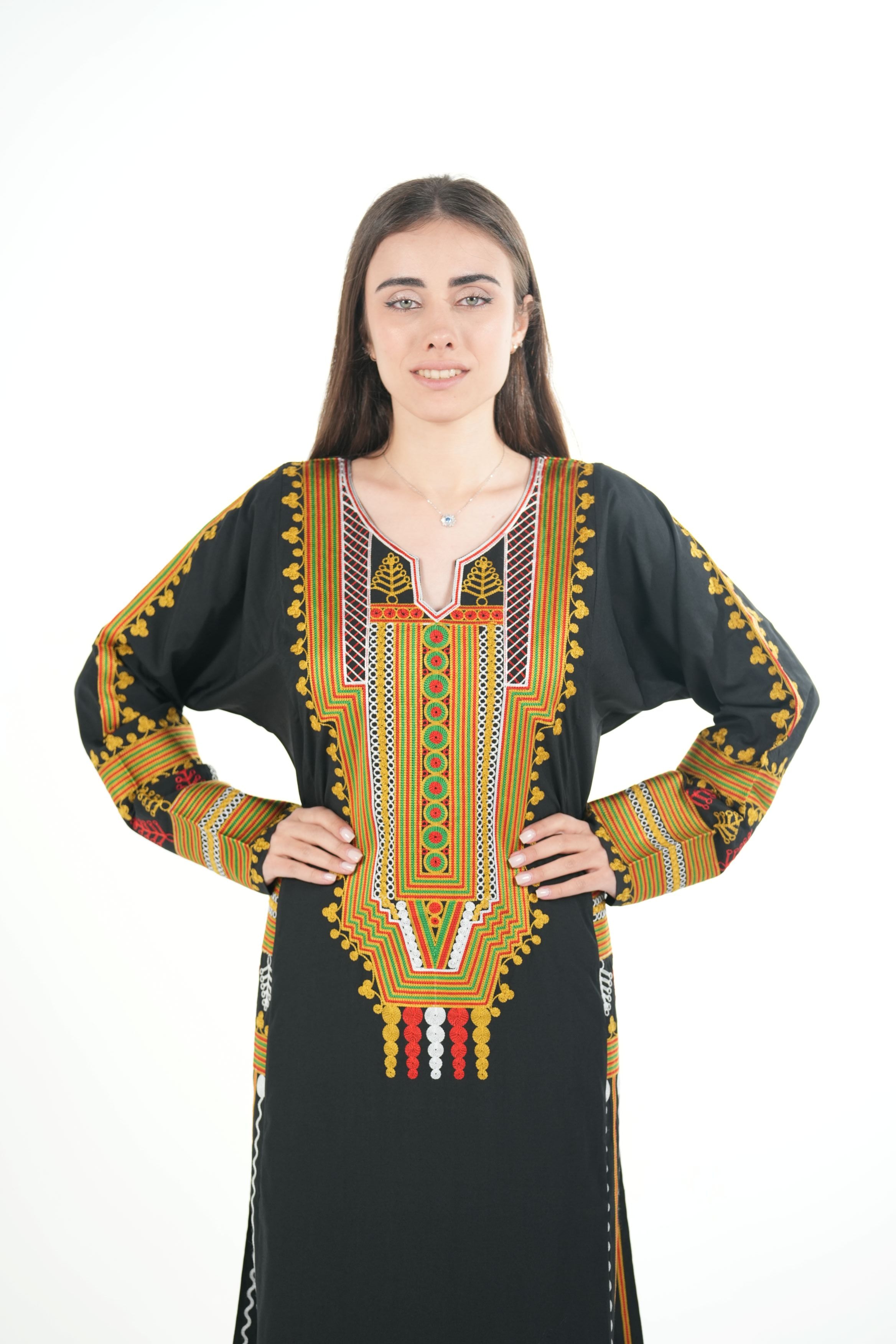 Embroidered Cotton-Linen Jalabiya