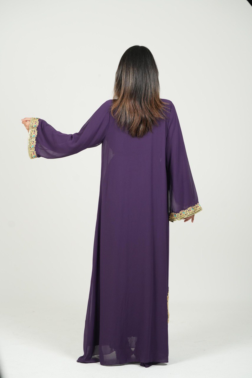 Hand-Embroidered Chiffon Kaftan