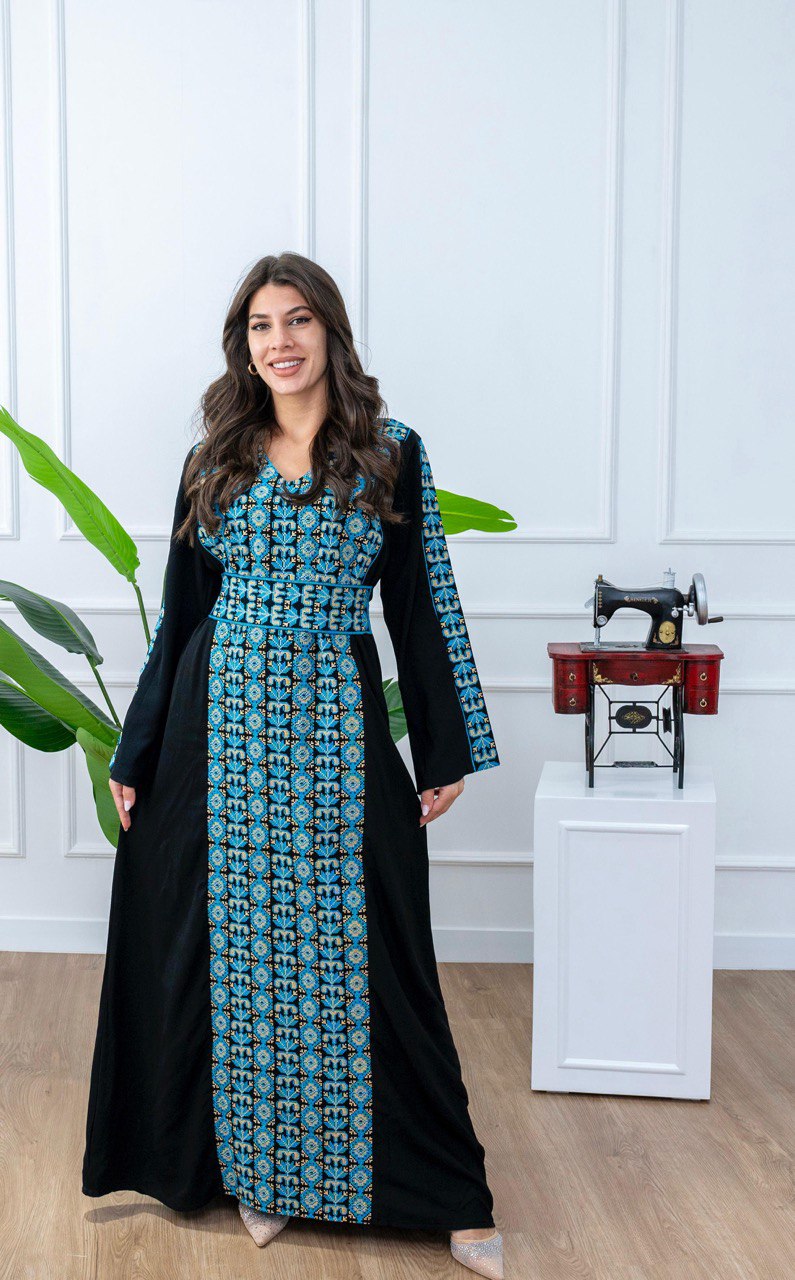 Palestinian Embroidered Jalabiya with Belt