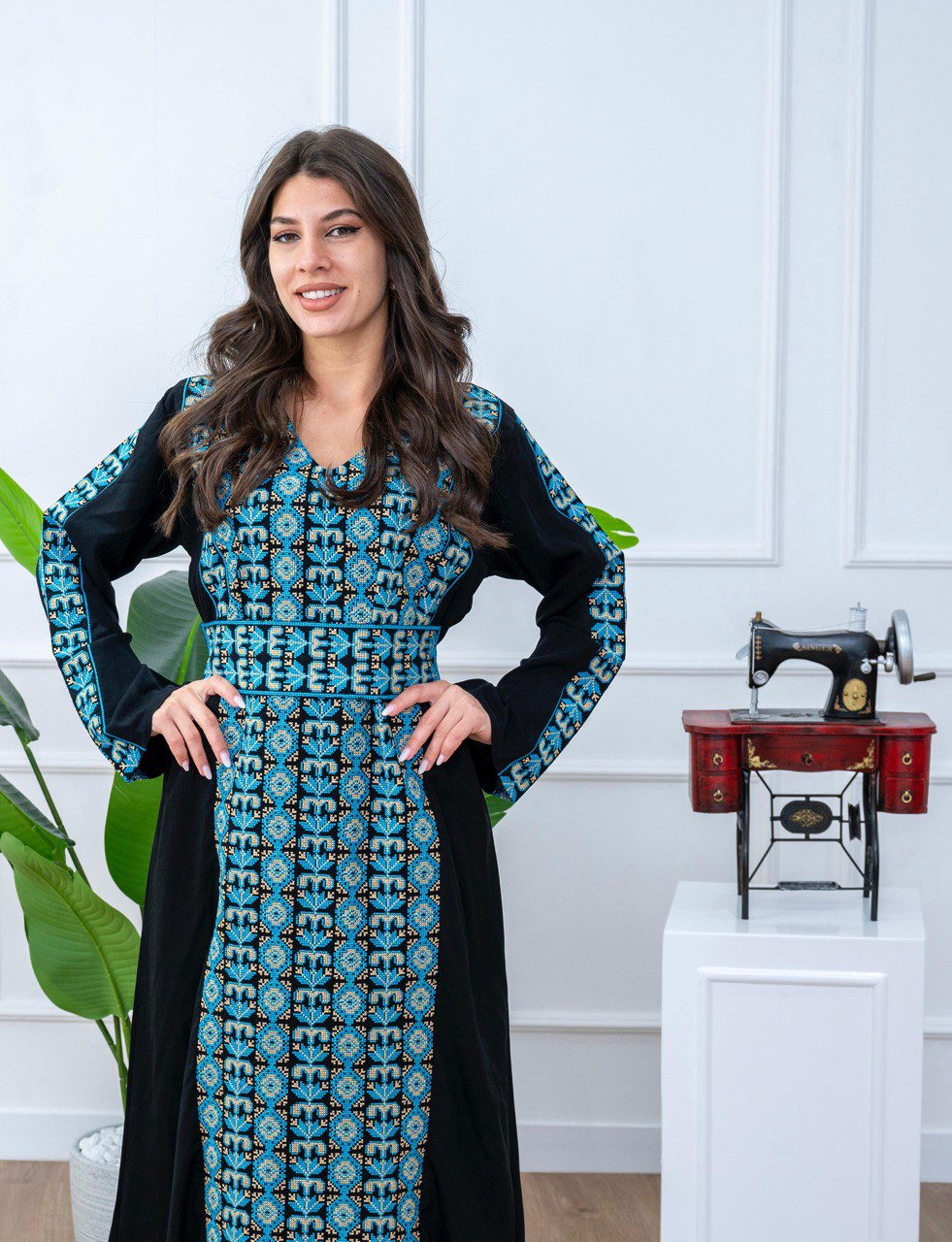 Palestinian Embroidered Jalabiya with Belt