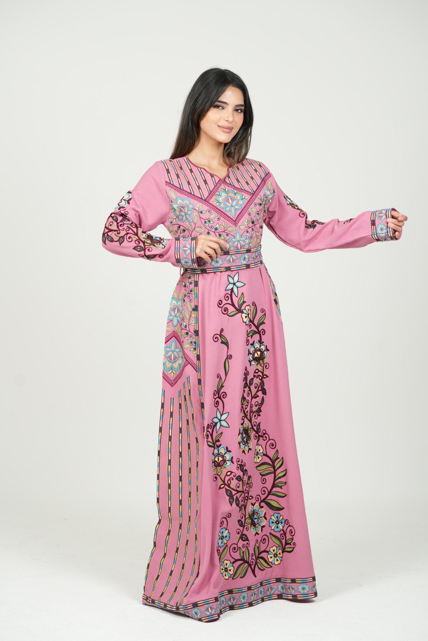 Embroidered Cotton Crepe Jalabiya – Belted