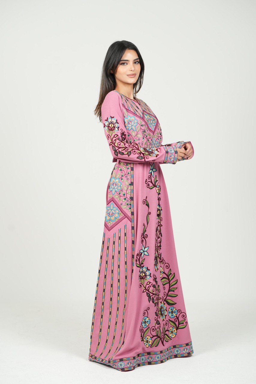 Embroidered Cotton Crepe Jalabiya – Belted