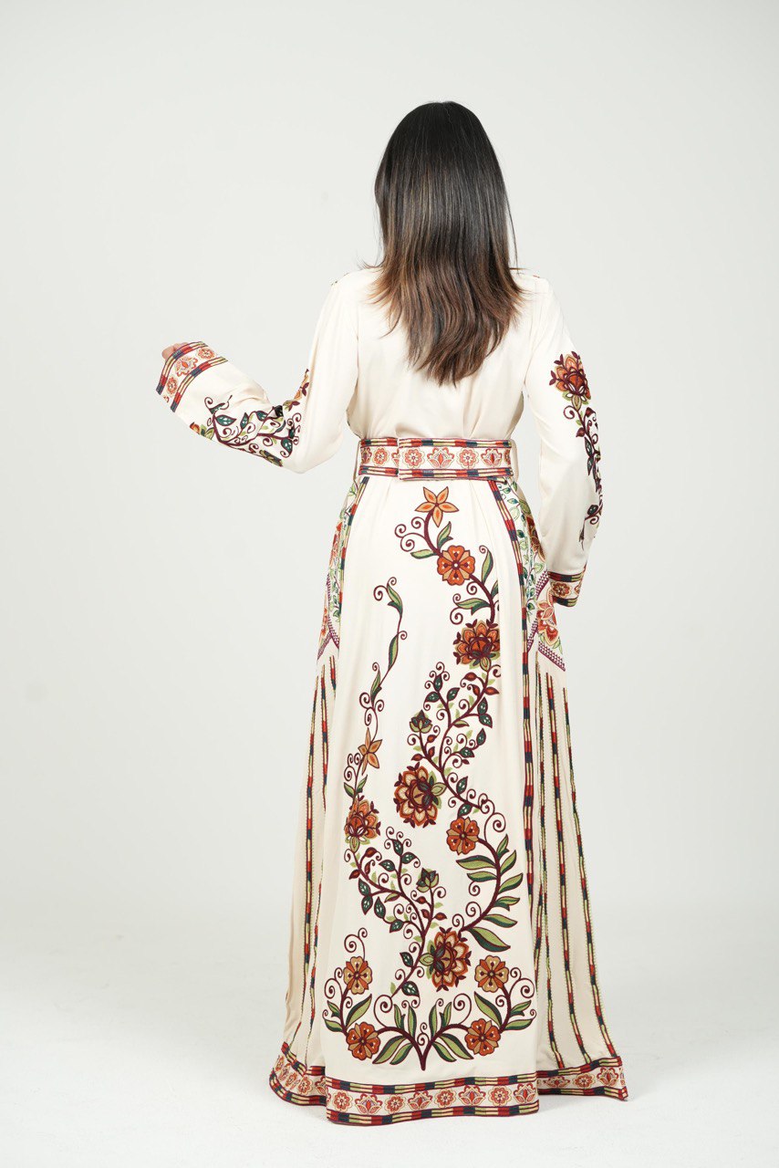 Embroidered Cotton Crepe Jalabiya – Belted