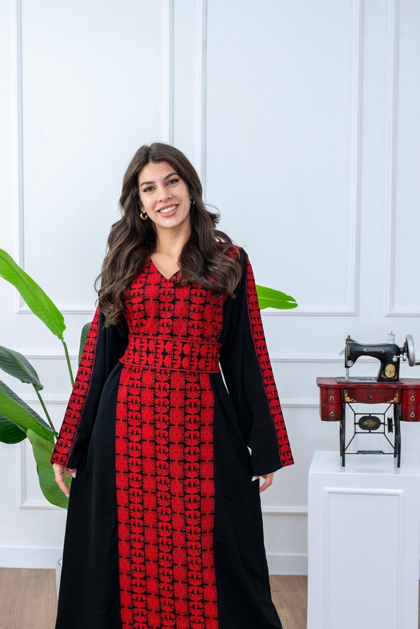 Palestinian Embroidered Jalabiya with Belt