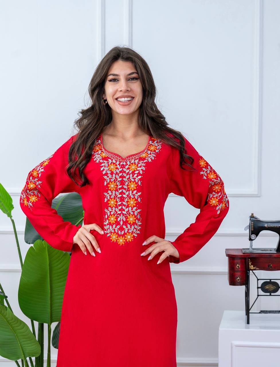 Embroidered Cotton Linen Jalabiya