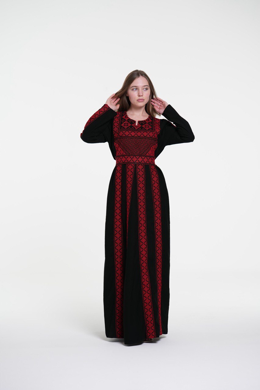 Palestinian Embroidered Jalabiya with Belt