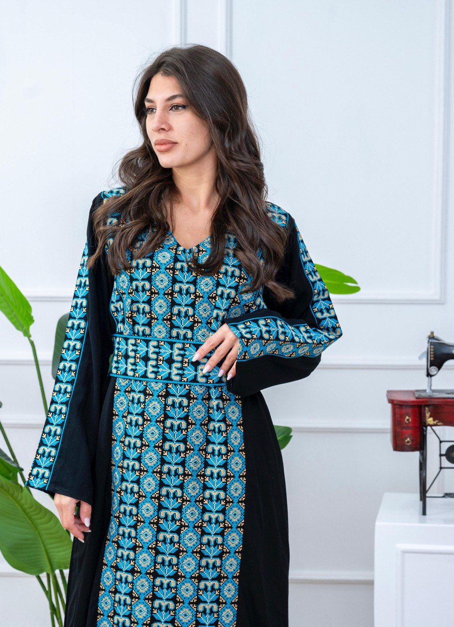 Palestinian Embroidered Jalabiya with Belt