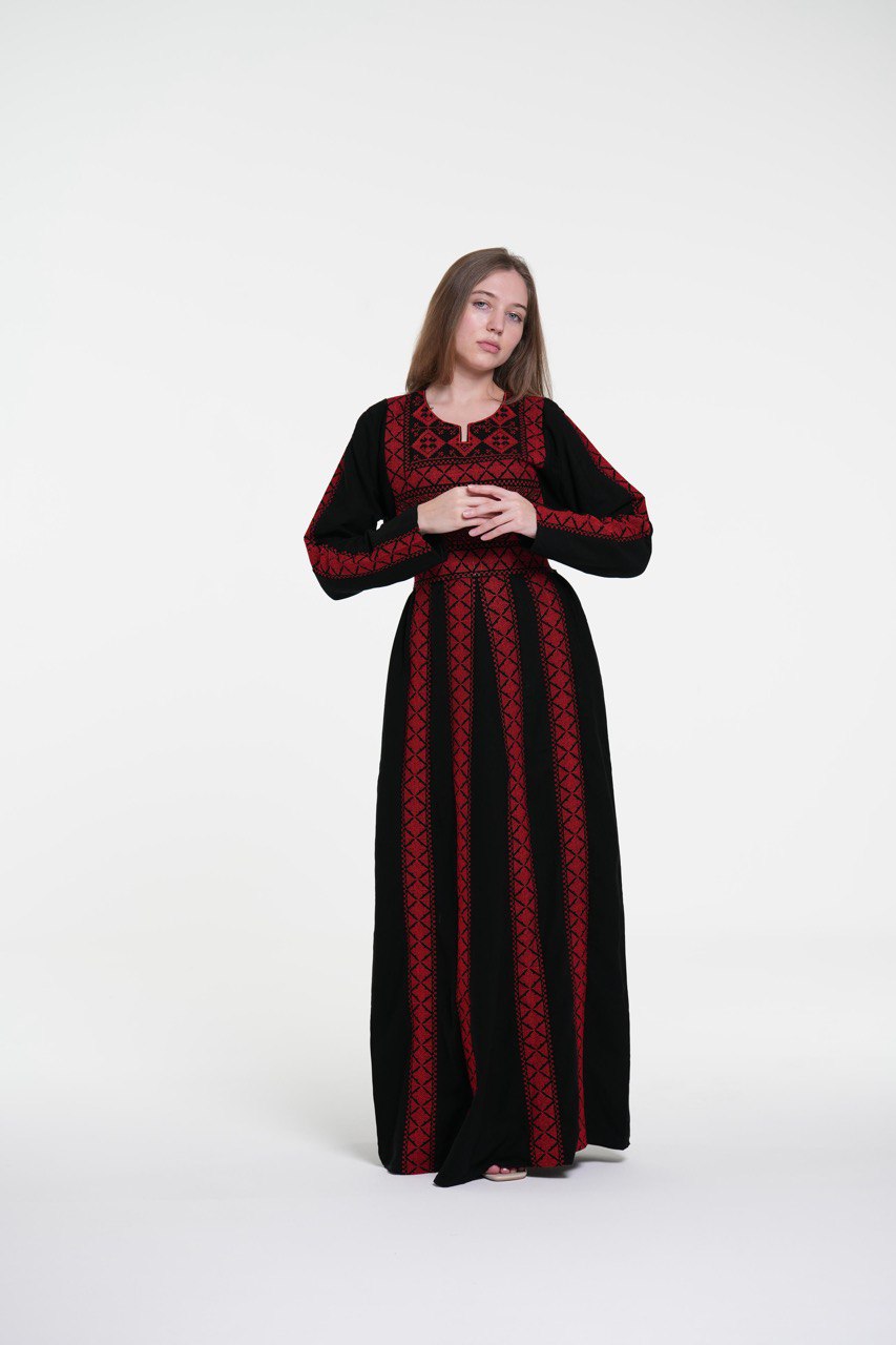 Palestinian Embroidered Jalabiya with Belt