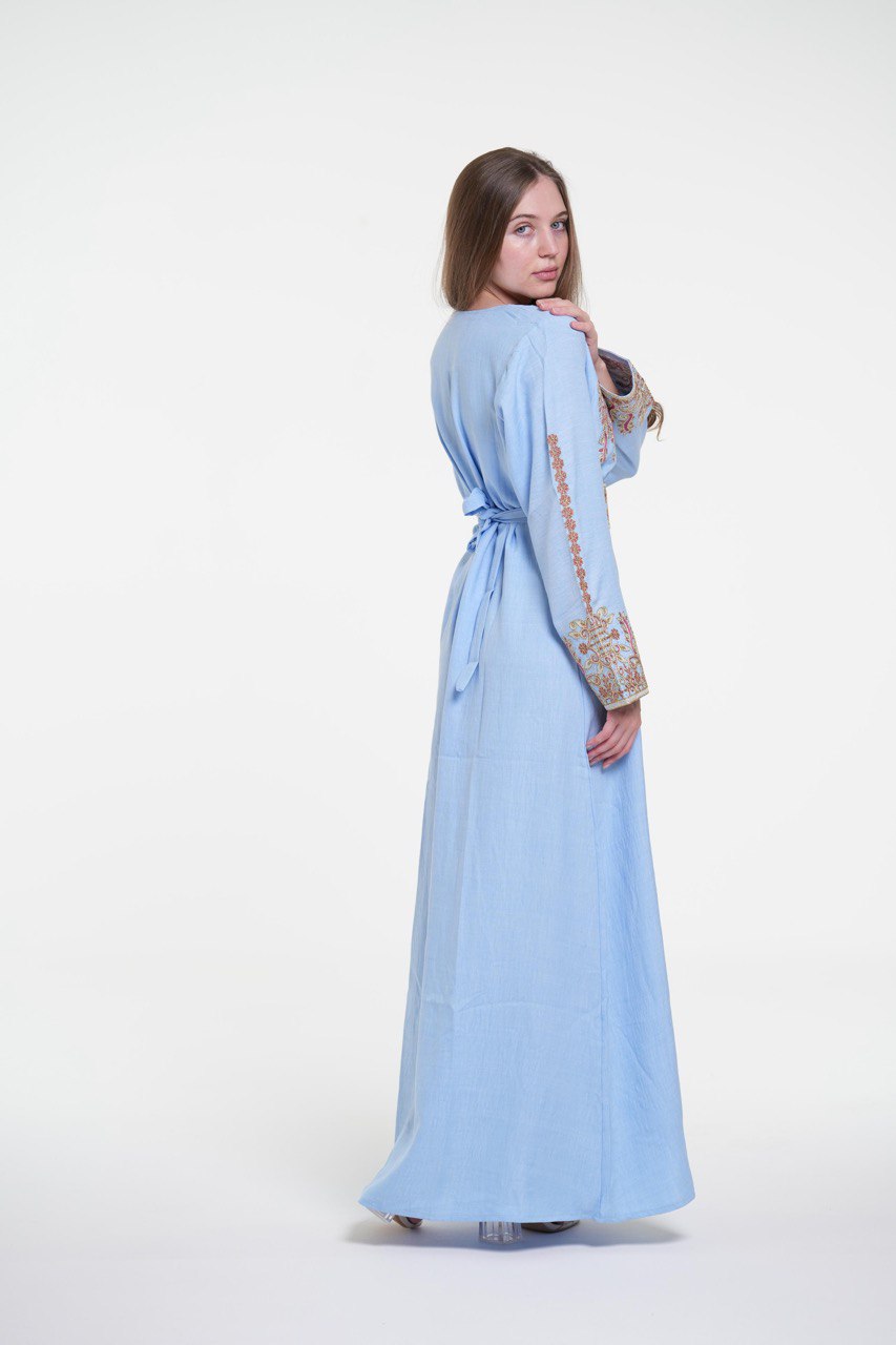 Embroidered Cotton Jalabiya – Belted