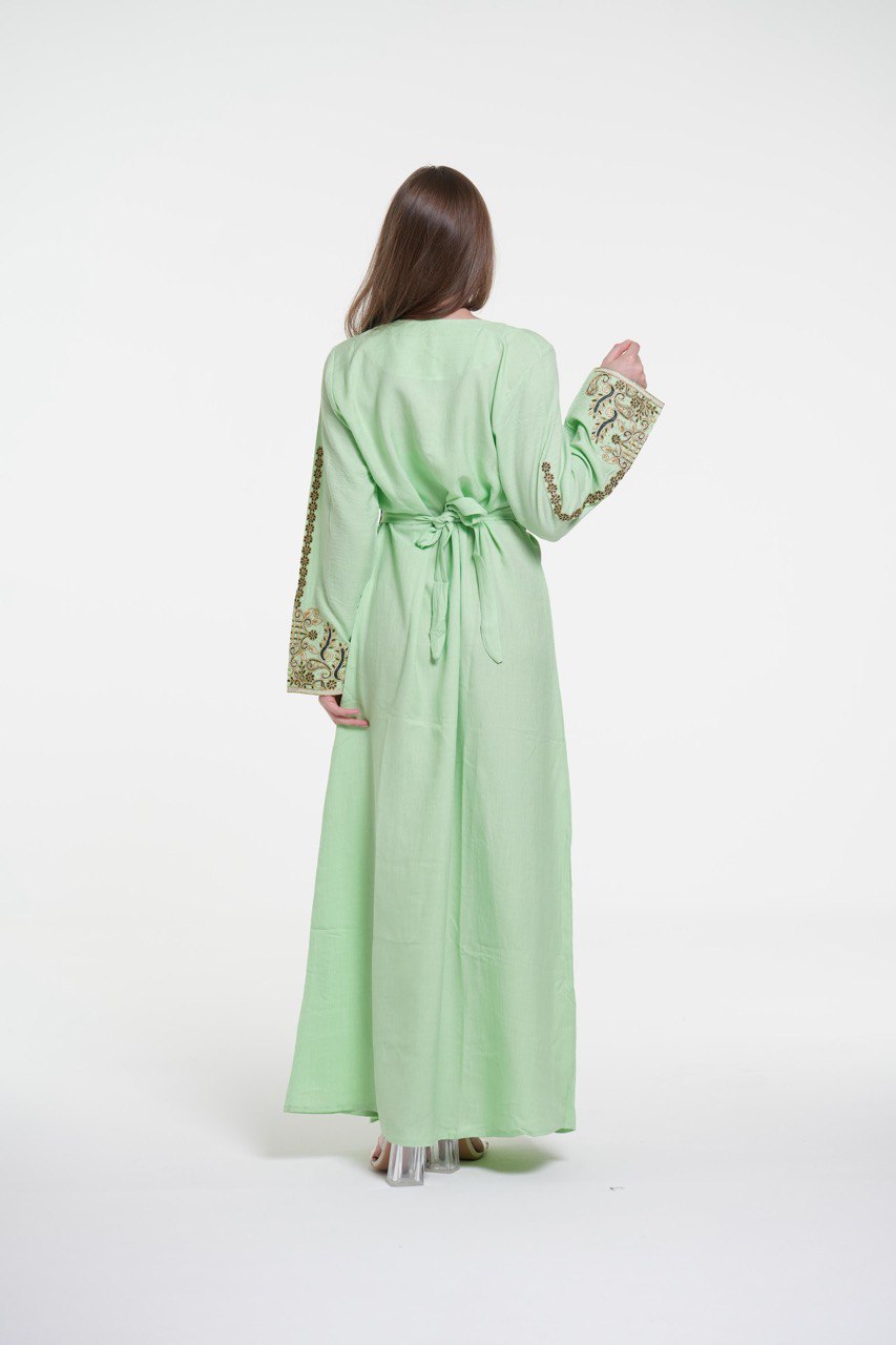 Embroidered Cotton Jalabiya – Belted