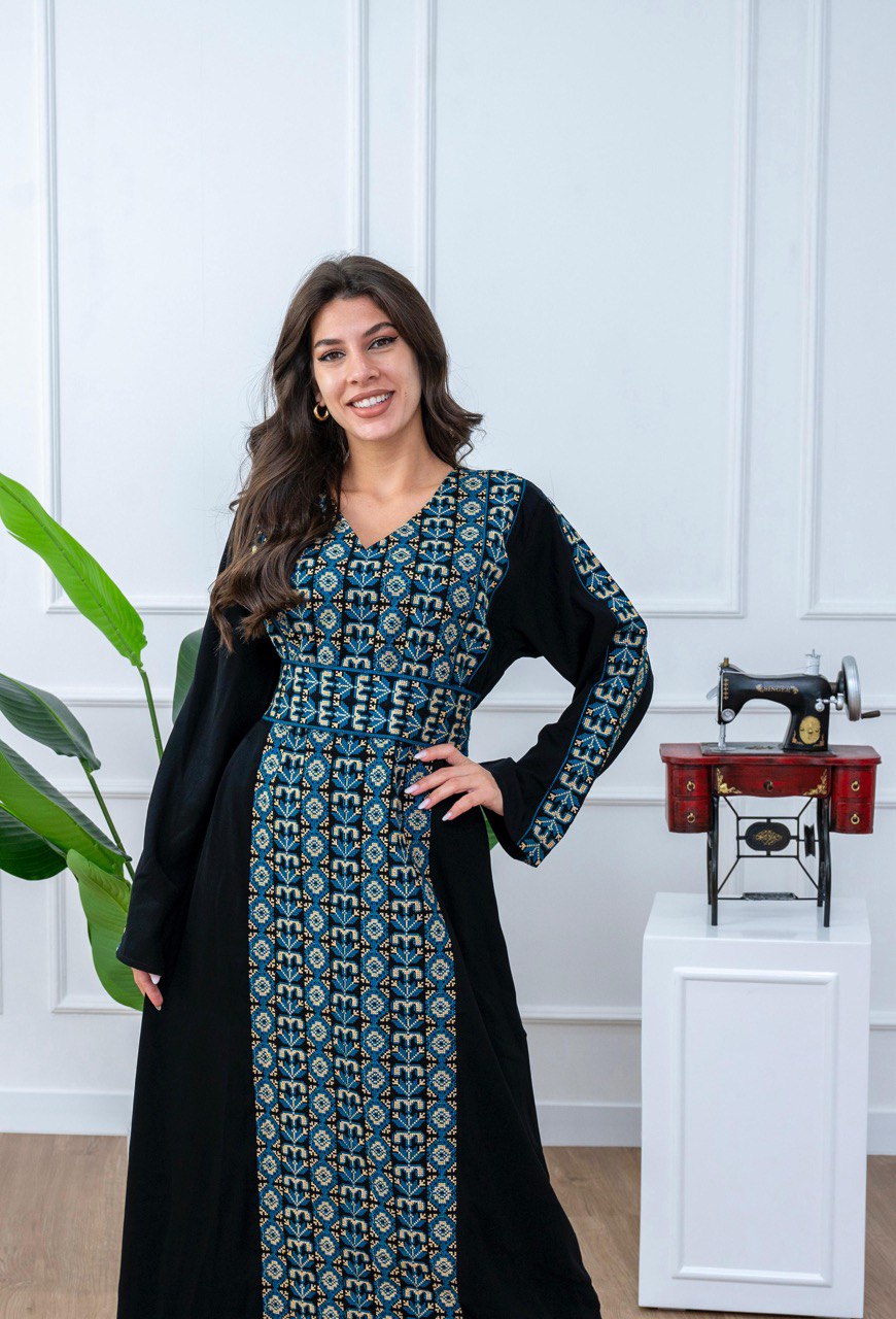 Palestinian Embroidered Jalabiya with Belt