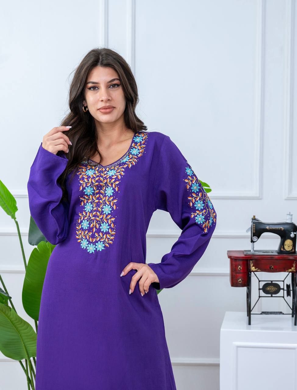 Embroidered Cotton Linen Jalabiya