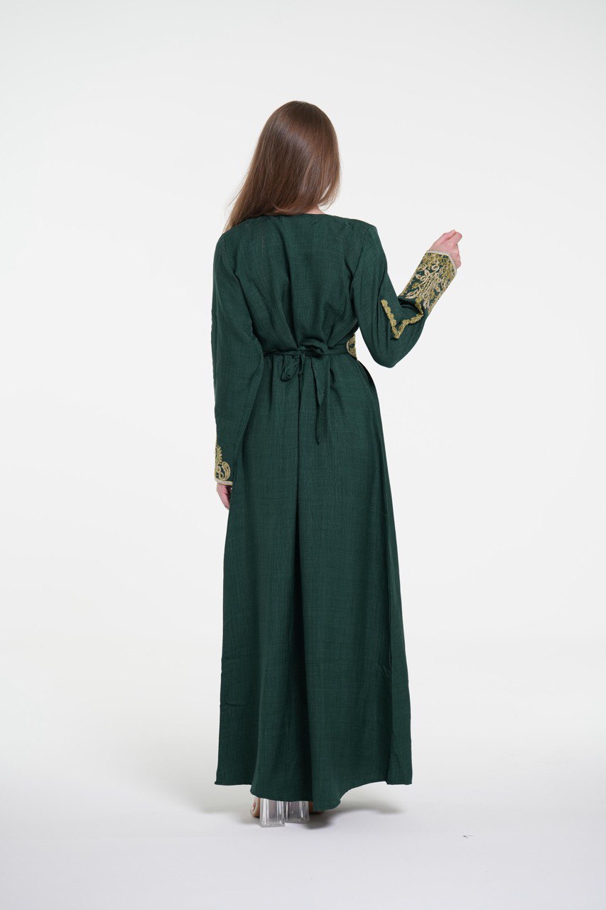 Embroidered Cotton Jalabiya – Belted