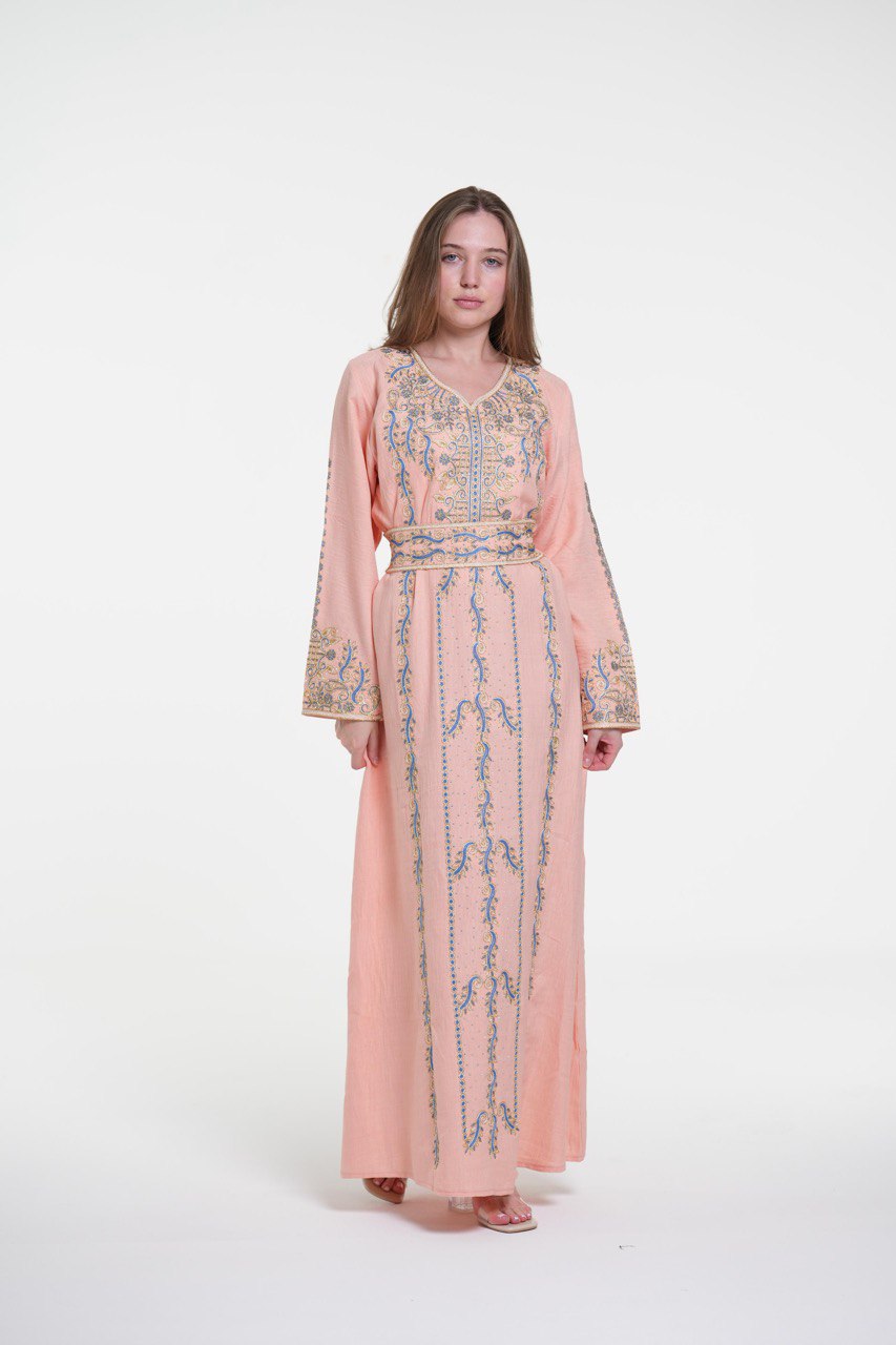 Embroidered Cotton Jalabiya – Belted
