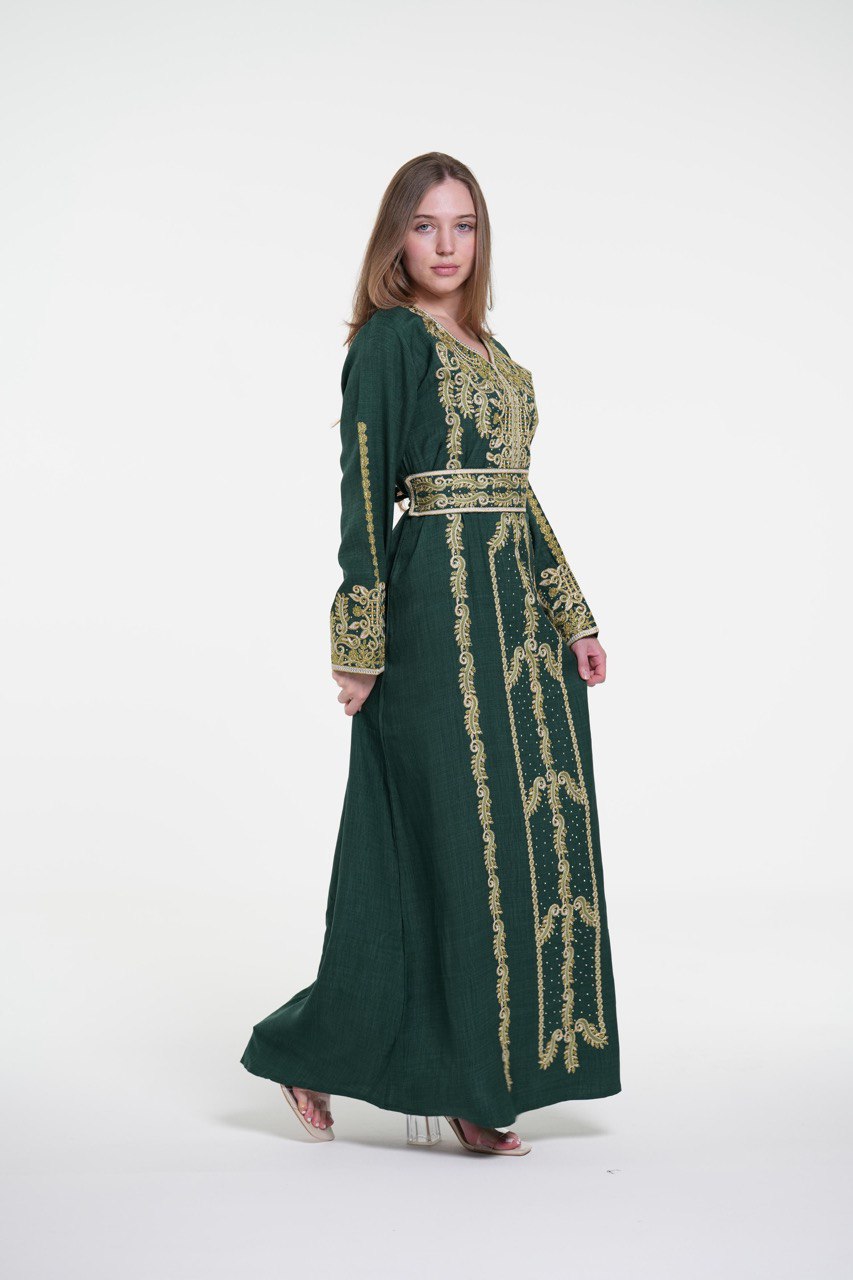 Embroidered Cotton Jalabiya – Belted