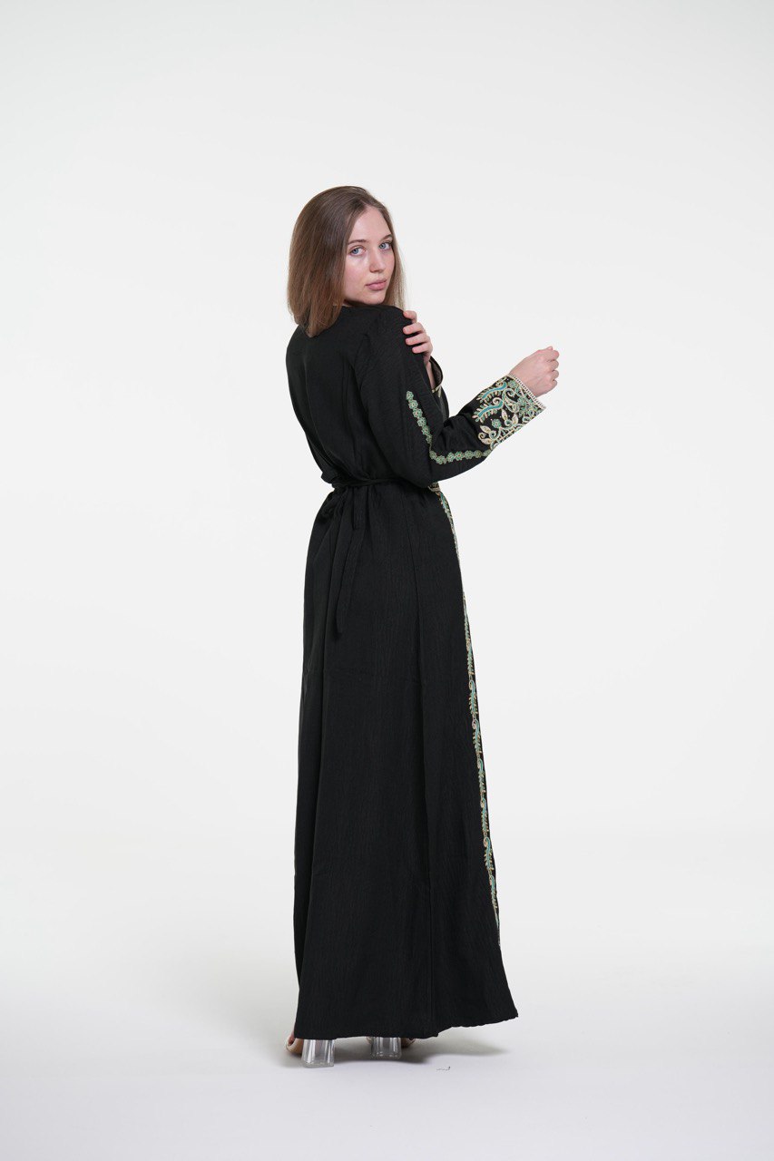 Embroidered Cotton Jalabiya – Belted