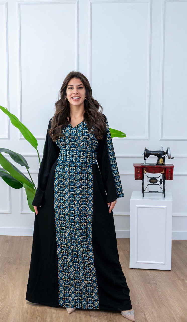 Palestinian Embroidered Jalabiya with Belt