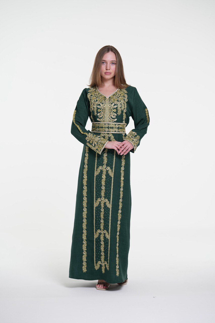 Embroidered Cotton Jalabiya – Belted
