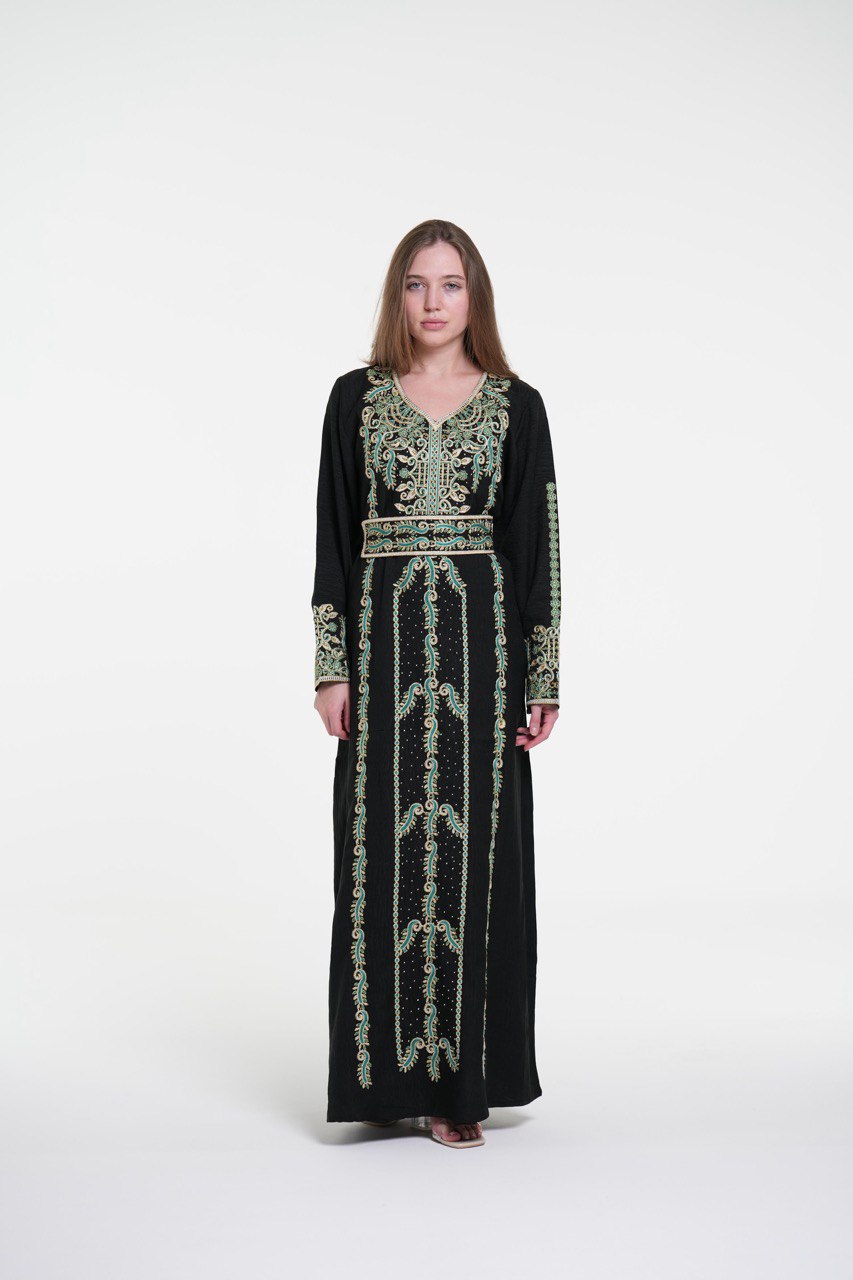 Embroidered Cotton Jalabiya – Belted