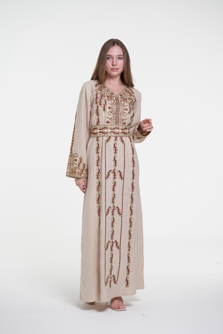 Embroidered Cotton Jalabiya – Belted